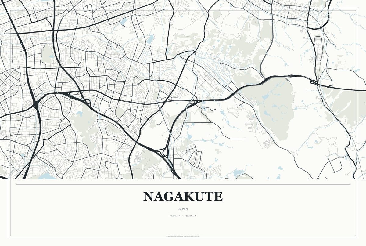 Nagakute, Japan City Map Aluminum Sign in Gallery Air style