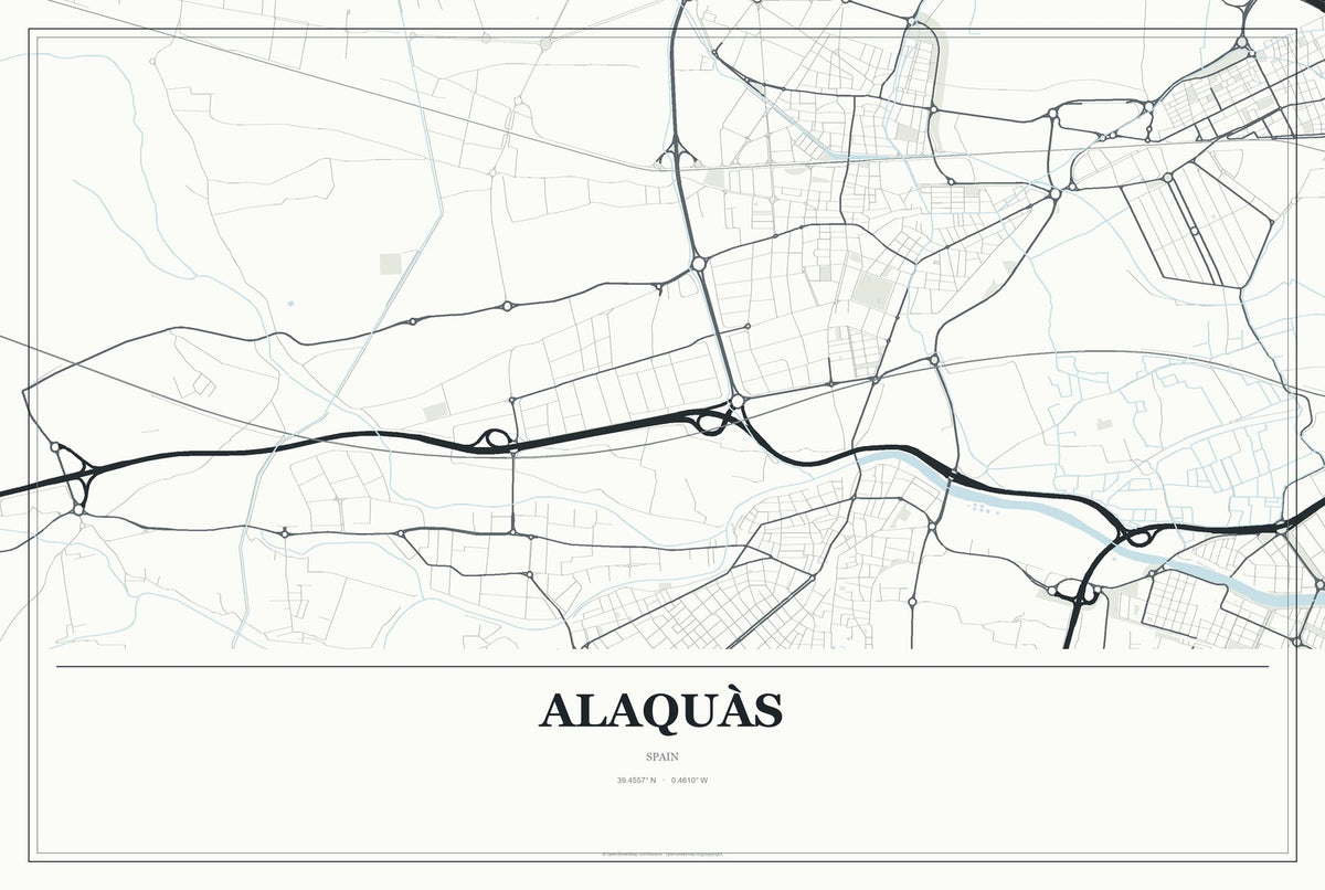 Alaquàs, Spain City Map Aluminum Sign in Gallery Air style