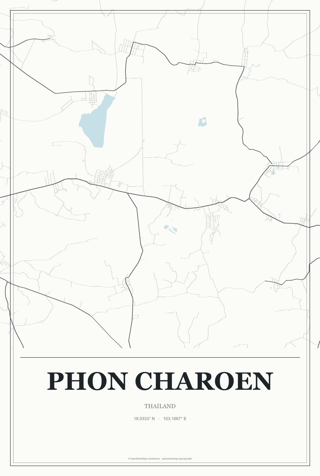 Phon Charoen, Thailand City Map Aluminum Sign in Gallery Air style