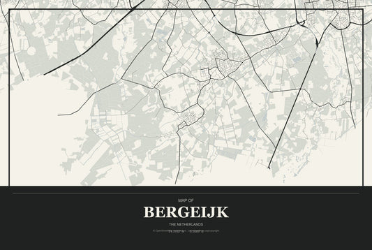 Bergeijk, The Netherlands City Map Aluminum Sign in Museum Plaque style