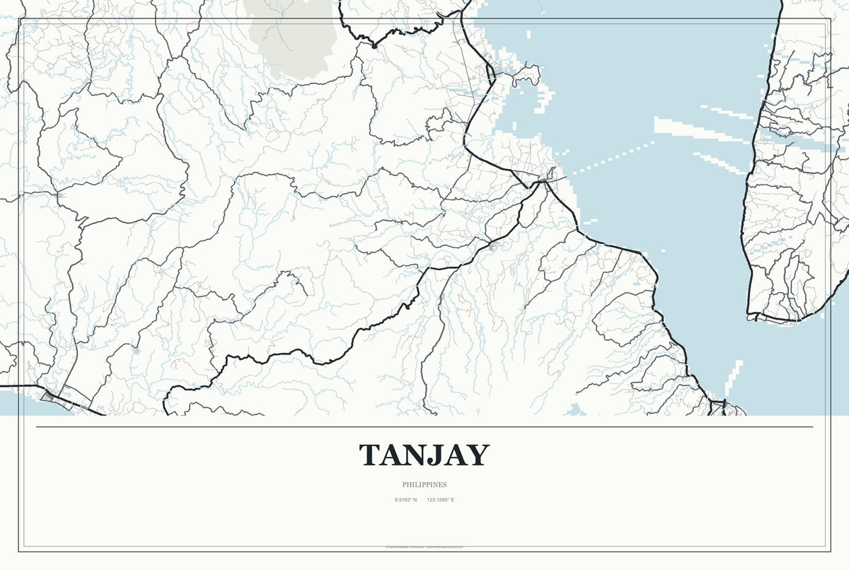 Tanjay, Philippines City Map Aluminum Sign in Gallery Air style