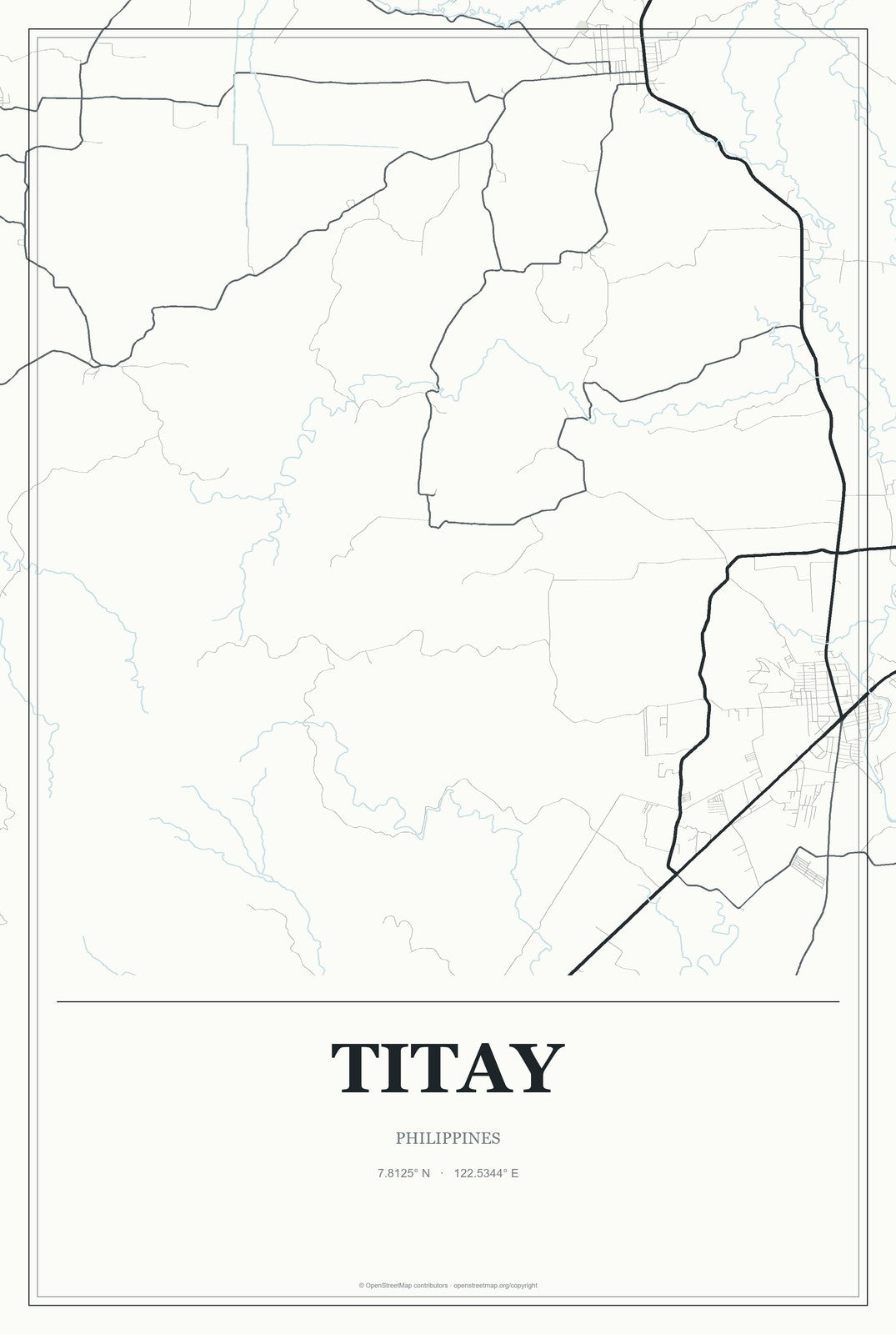 Titay, Philippines City Map Aluminum Sign in Gallery Air style