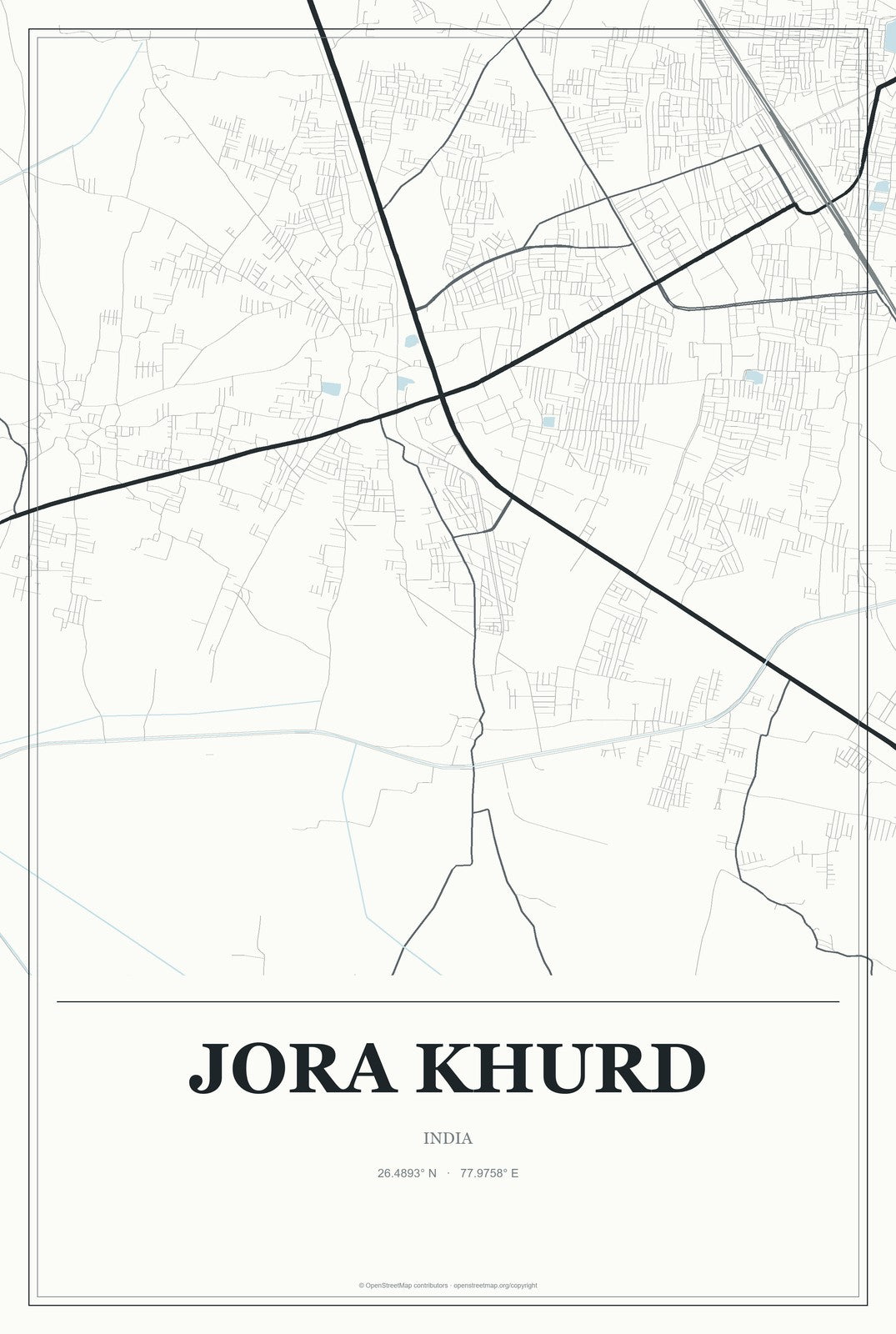 Jora Khurd, India City Map Aluminum Sign in Gallery Air style