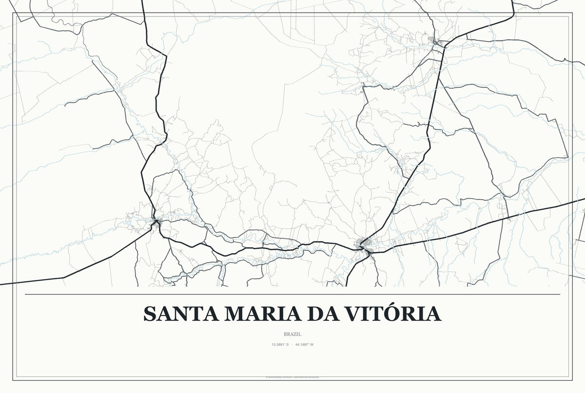 Santa Maria da Vitória, Brazil City Map Aluminum Sign in Gallery Air style