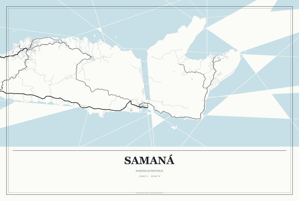 Samaná, Dominican Republic City Map Aluminum Sign in Gallery Air style