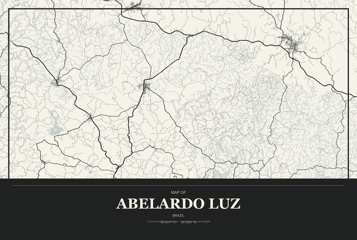 Abelardo Luz, Brazil City Map Aluminum Sign in Museum Plaque style