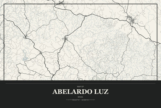 Abelardo Luz, Brazil City Map Aluminum Sign in Museum Plaque style