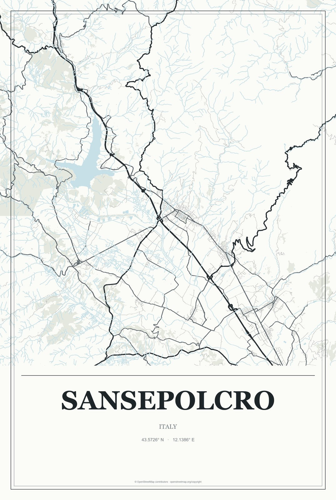 Sansepolcro, Italy City Map Aluminum Sign in Gallery Air style