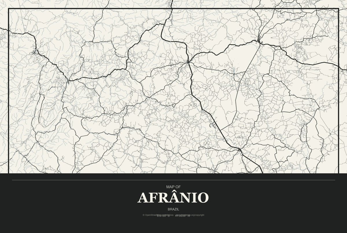 Afrânio, Brazil City Map Aluminum Sign in Museum Plaque style
