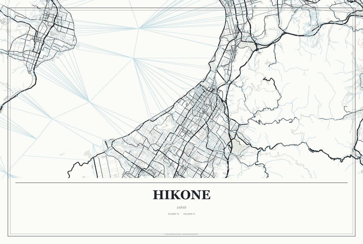 Hikone, Japan City Map Aluminum Sign in Gallery Air style