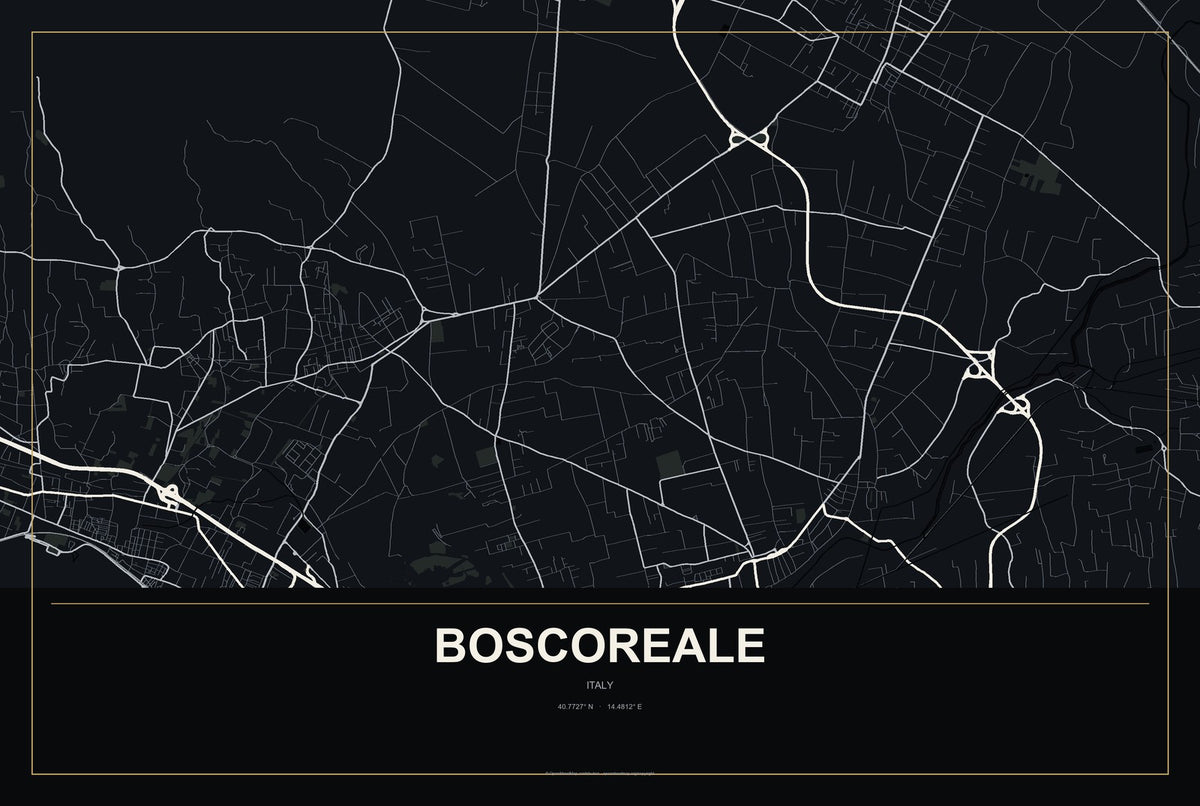 Boscoreale, Italy City Map Aluminum Sign in Metropolitan Noir style