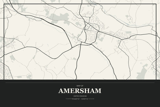 Amersham, United Kingdom City Map Aluminum Sign in Museum Plaque style