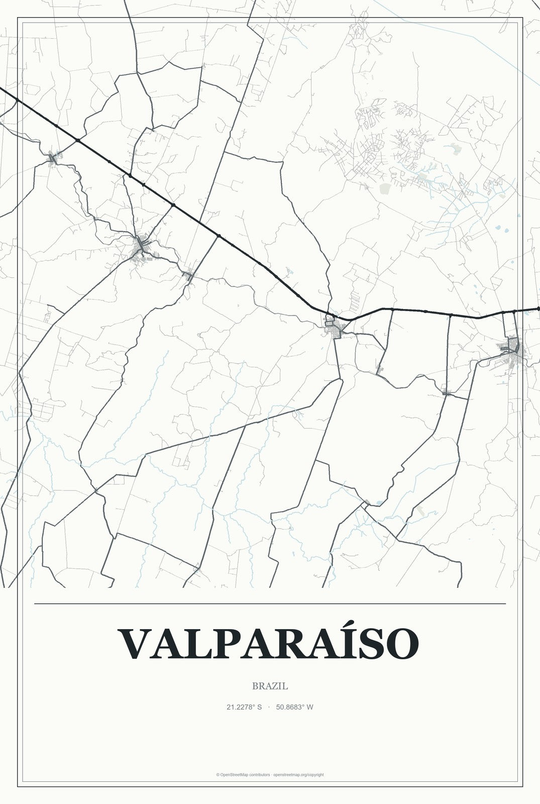 Valparaíso, Brazil City Map Aluminum Sign in Gallery Air style