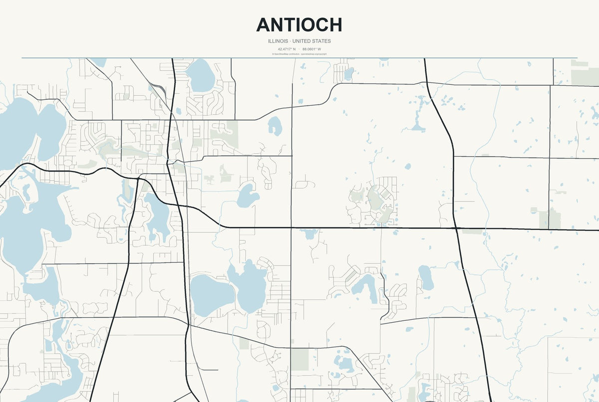 Antioch, Illinois City Map Aluminum Sign in Headline Atlas style