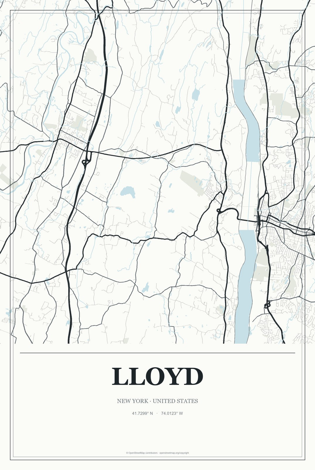 Lloyd, New York City Map Aluminum Sign in Gallery Air style