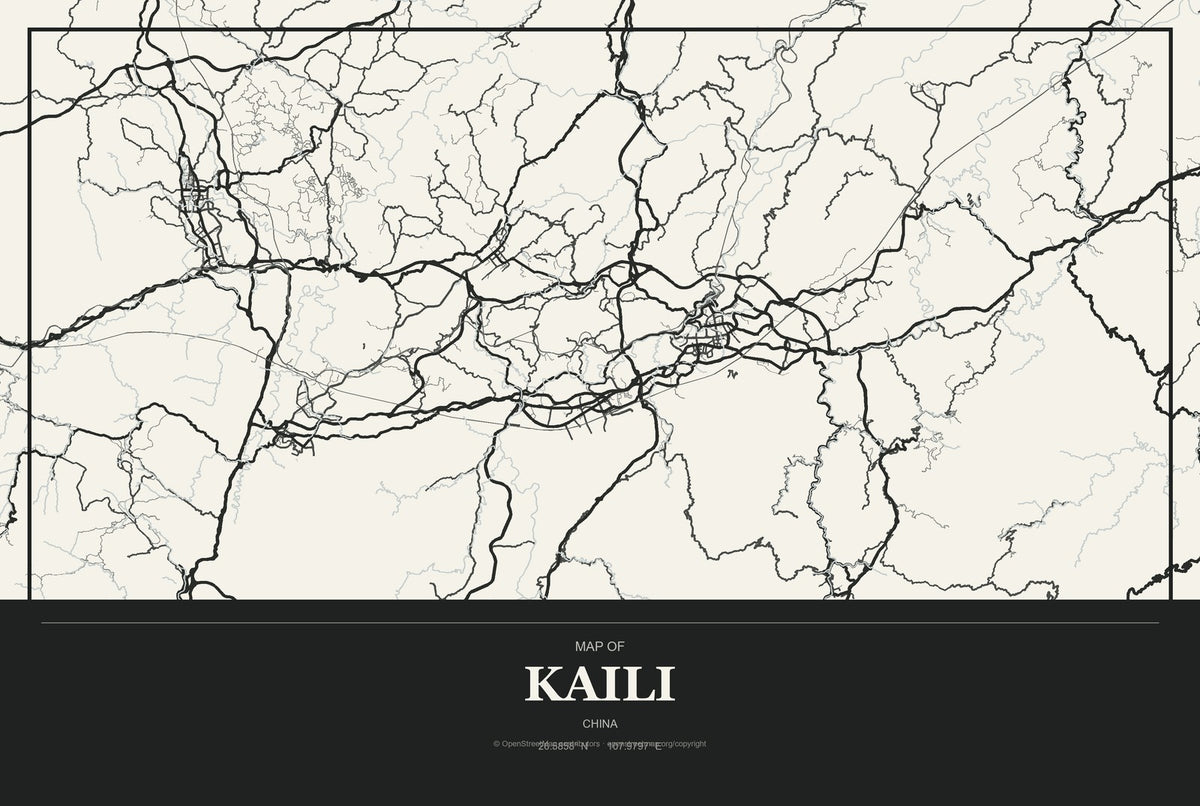 Kaili, China City Map Aluminum Sign in Museum Plaque style