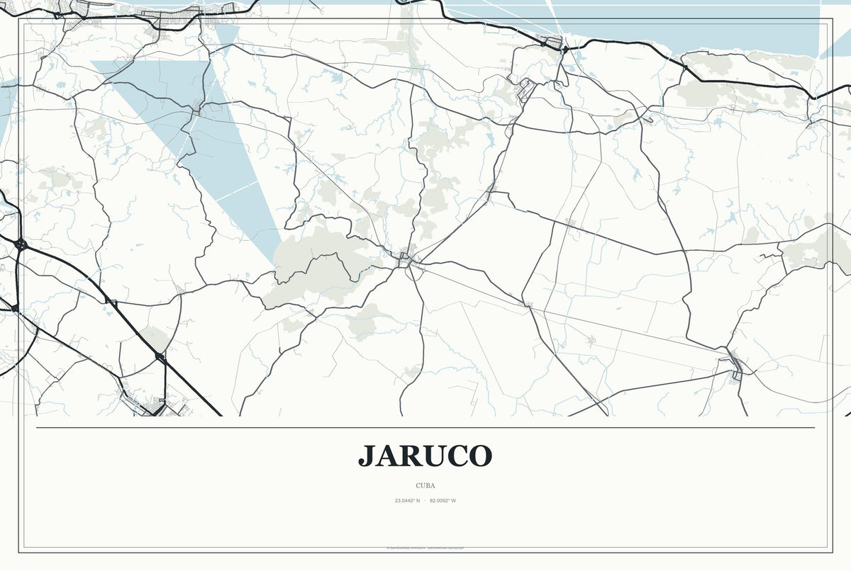 Jaruco, Cuba City Map Aluminum Sign in Gallery Air style