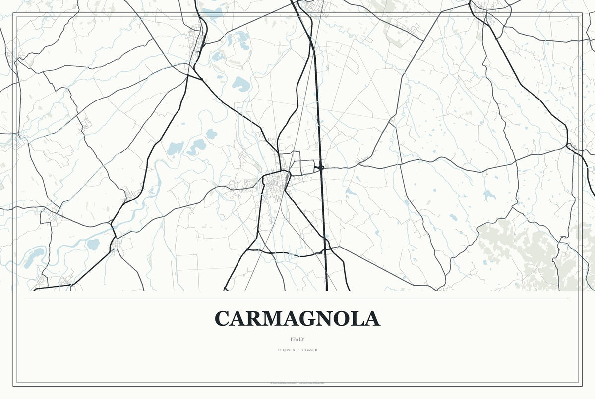 Carmagnola, Italy City Map Aluminum Sign in Gallery Air style