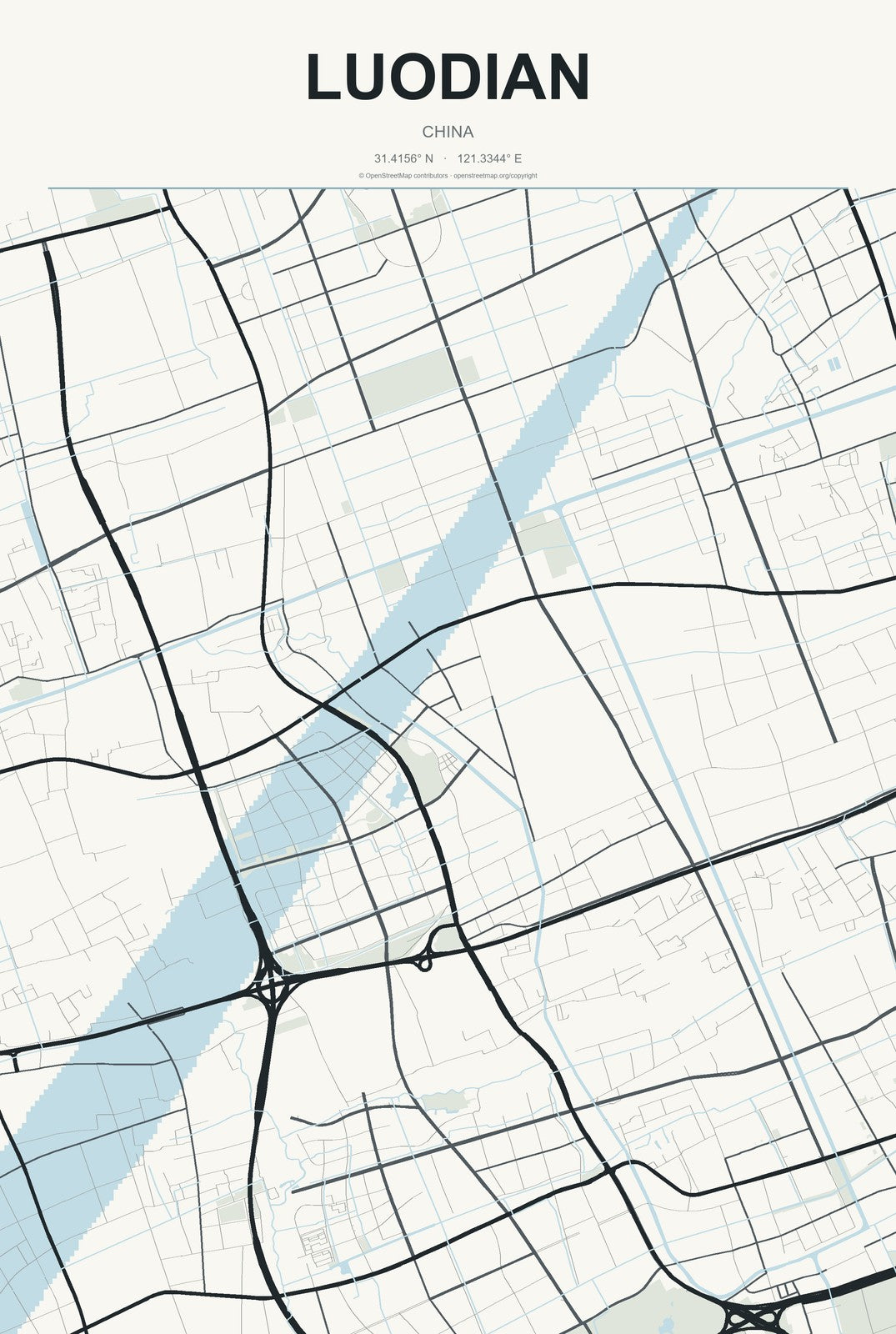 Luodian, China City Map Aluminum Sign in Headline Atlas style