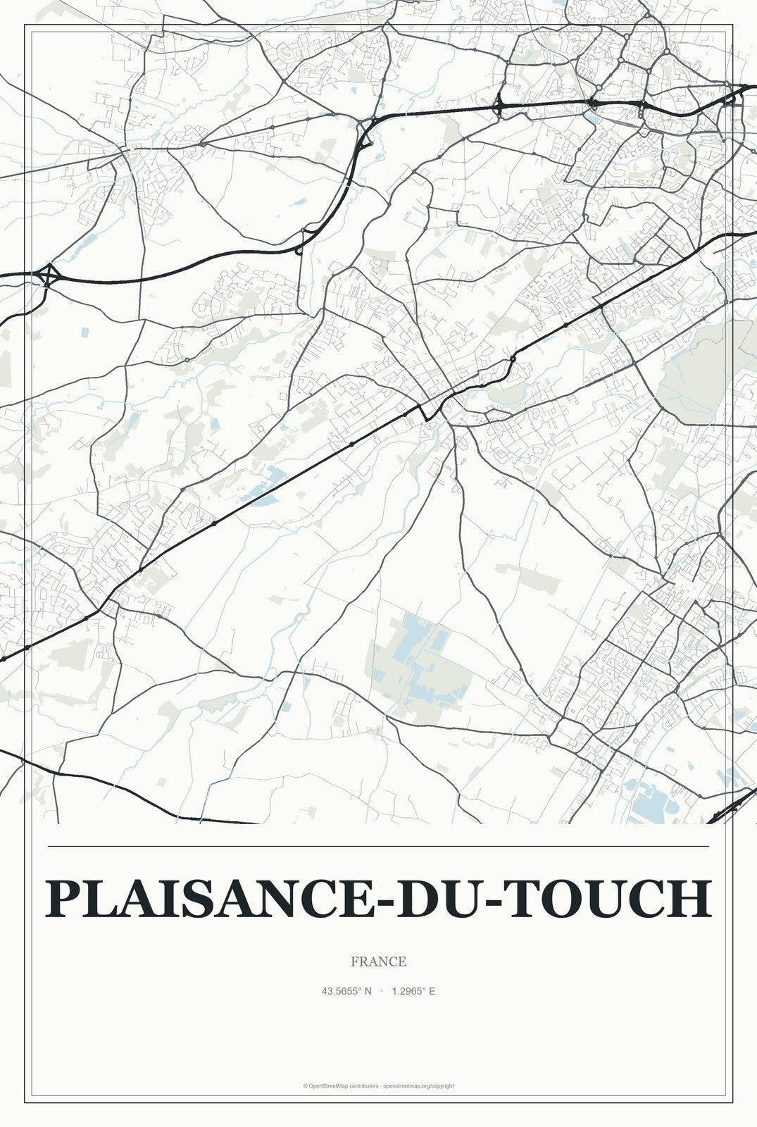 Plaisance-du-Touch, France City Map Aluminum Sign in Gallery Air style