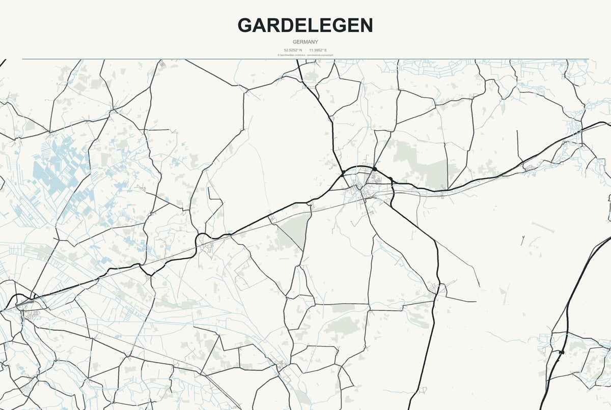 Gardelegen, Germany City Map Aluminum Sign in Headline Atlas style