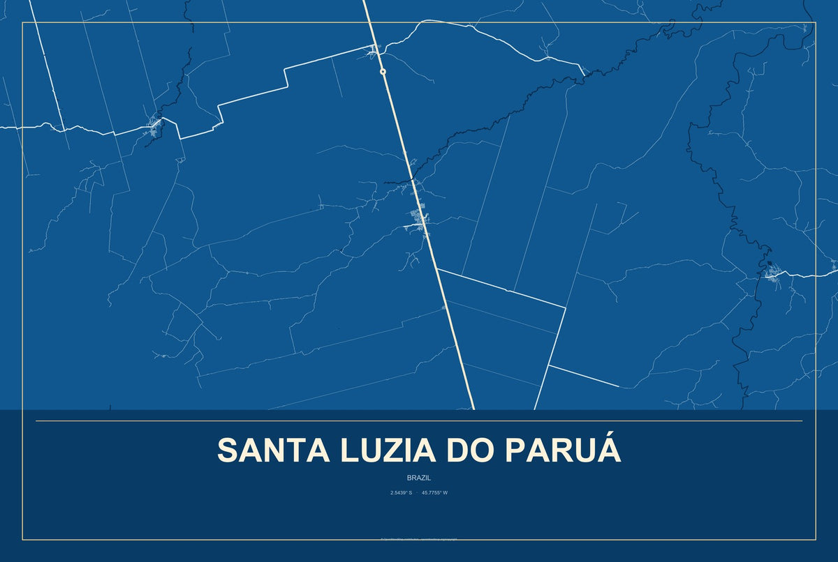 Santa Luzia do Paruá, Brazil City Map Aluminum Sign in Harbor Cobalt style