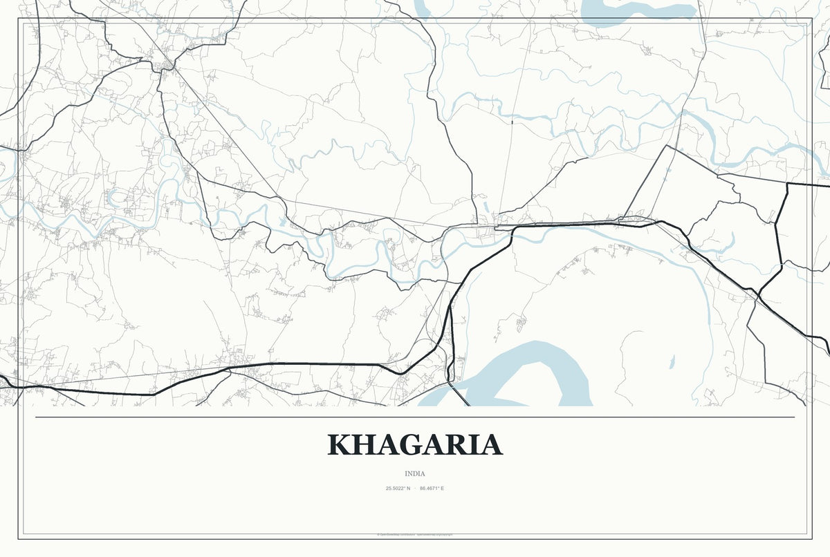 Khagaria, India City Map Aluminum Sign in Gallery Air style