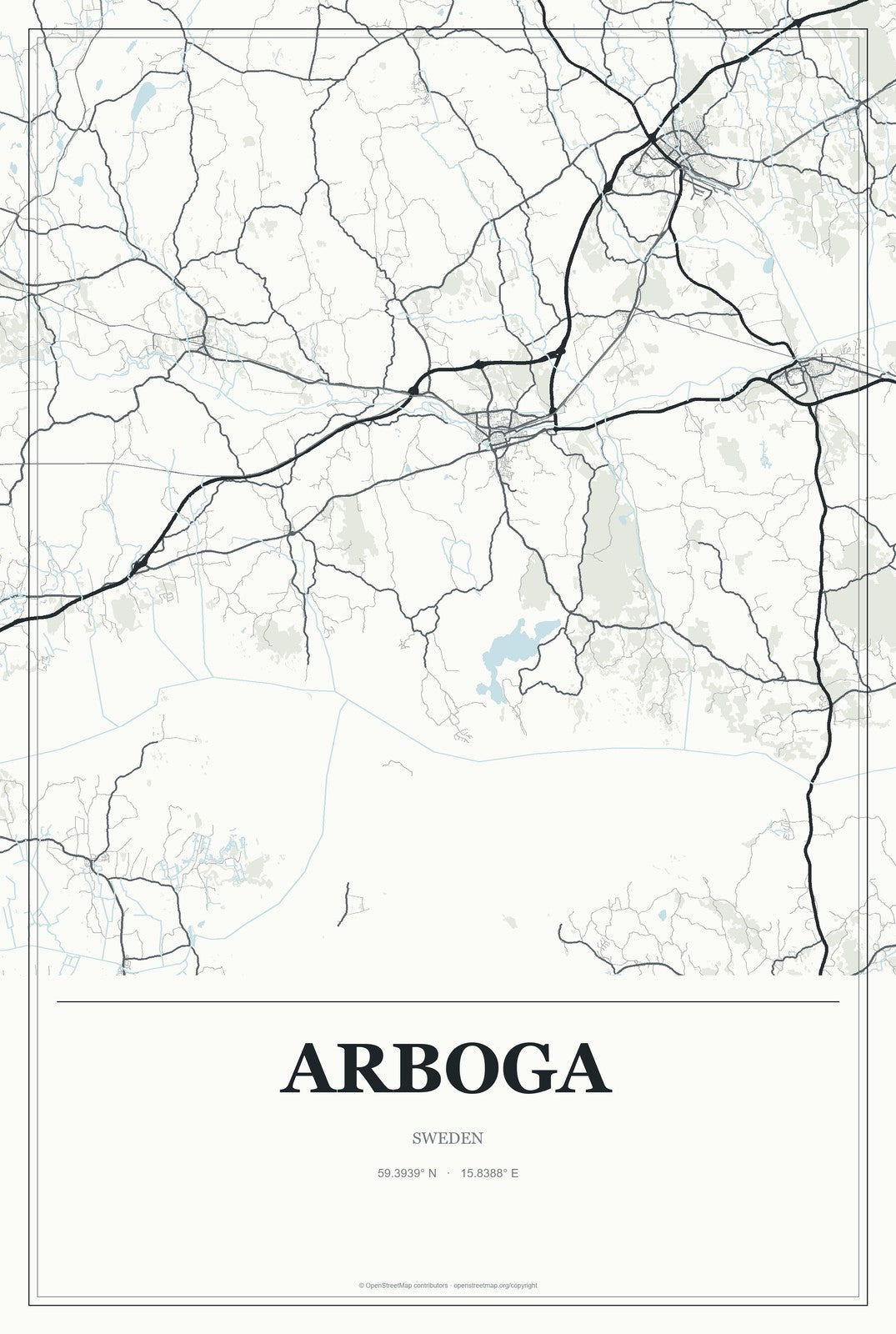 Arboga, Sweden City Map Aluminum Sign in Gallery Air style