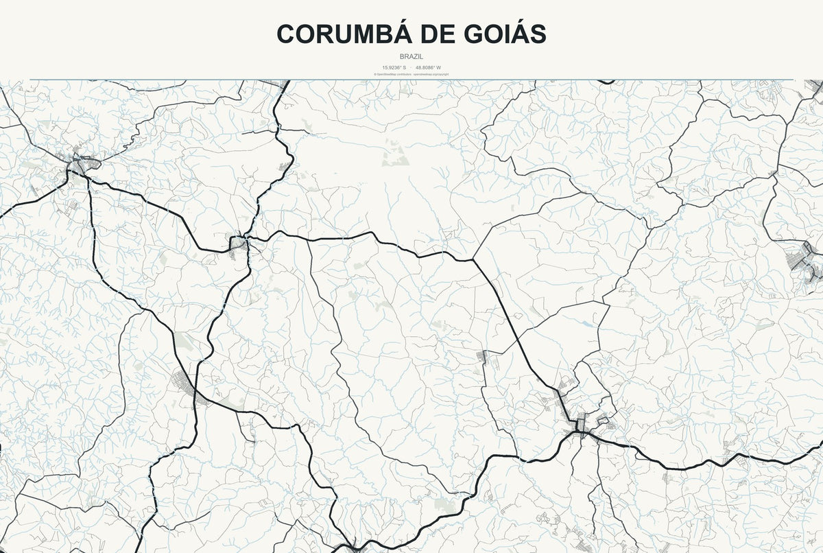 Corumbá de Goiás, Brazil City Map Aluminum Sign in Headline Atlas style