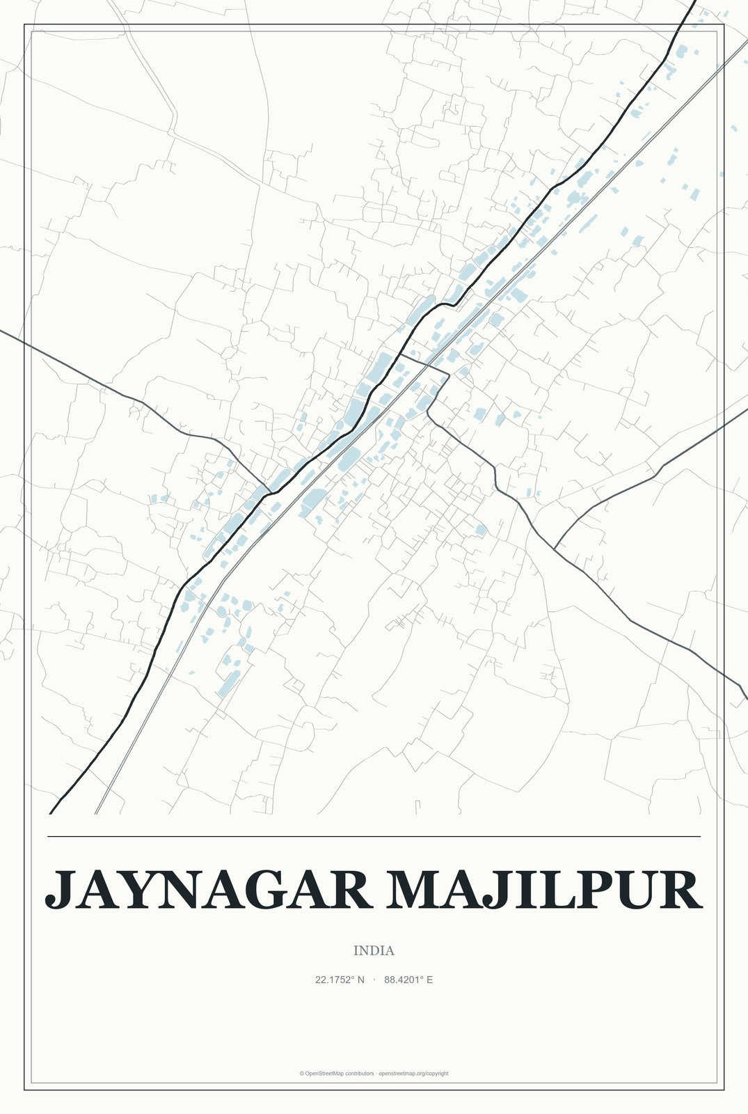 Jaynagar Majilpur, India City Map Aluminum Sign in Gallery Air style