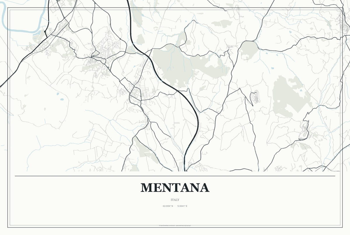 Mentana, Italy City Map Aluminum Sign in Gallery Air style