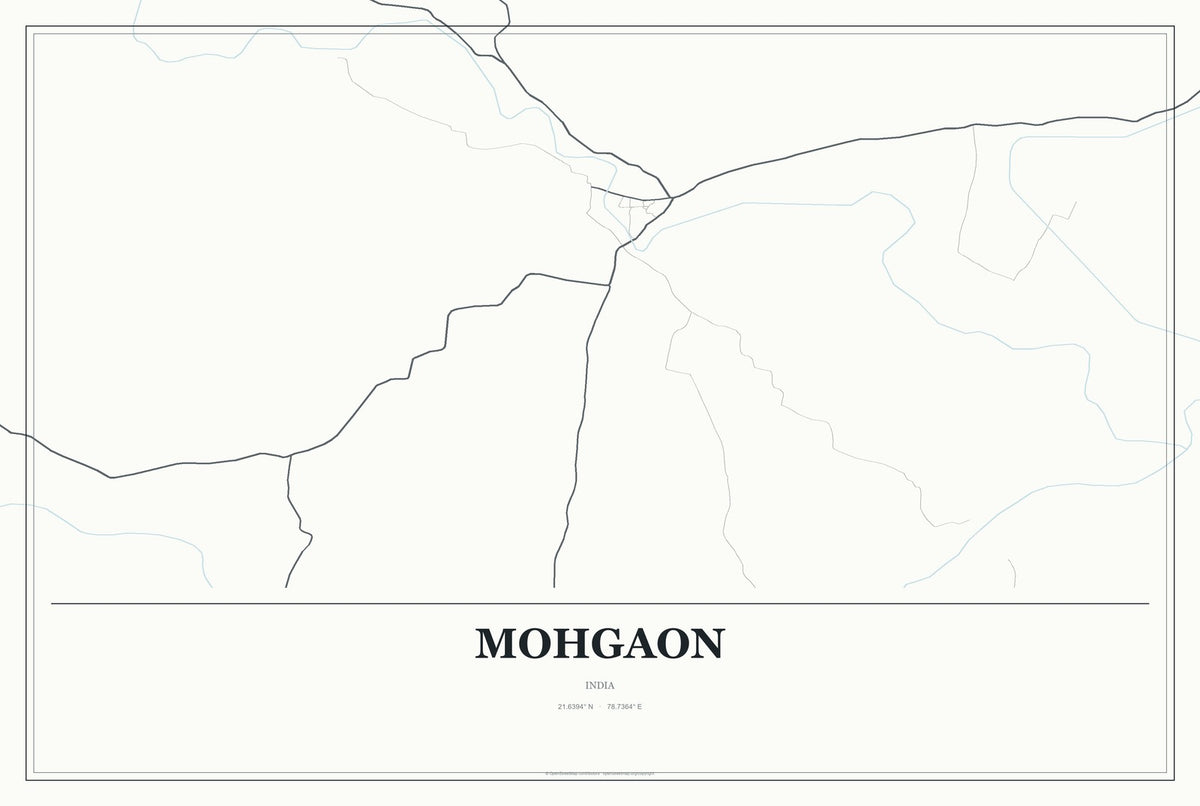 Mohgaon, India City Map Aluminum Sign in Gallery Air style