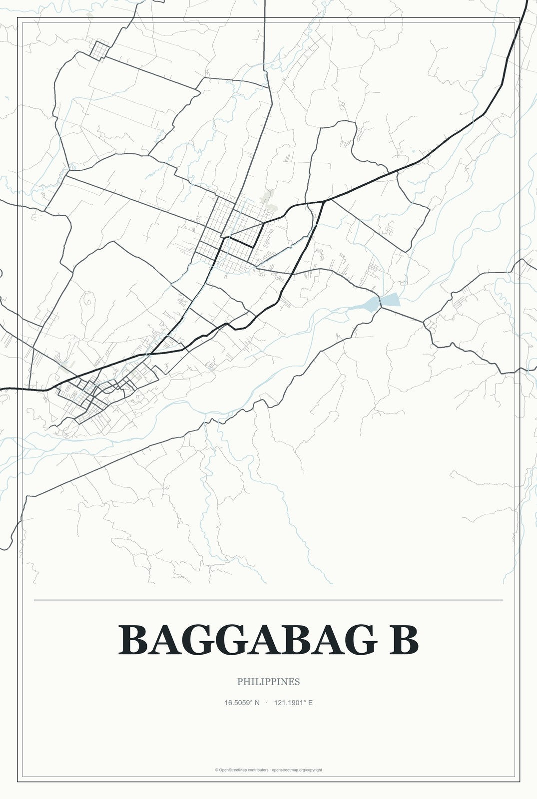 Baggabag B, Philippines City Map Aluminum Sign in Gallery Air style