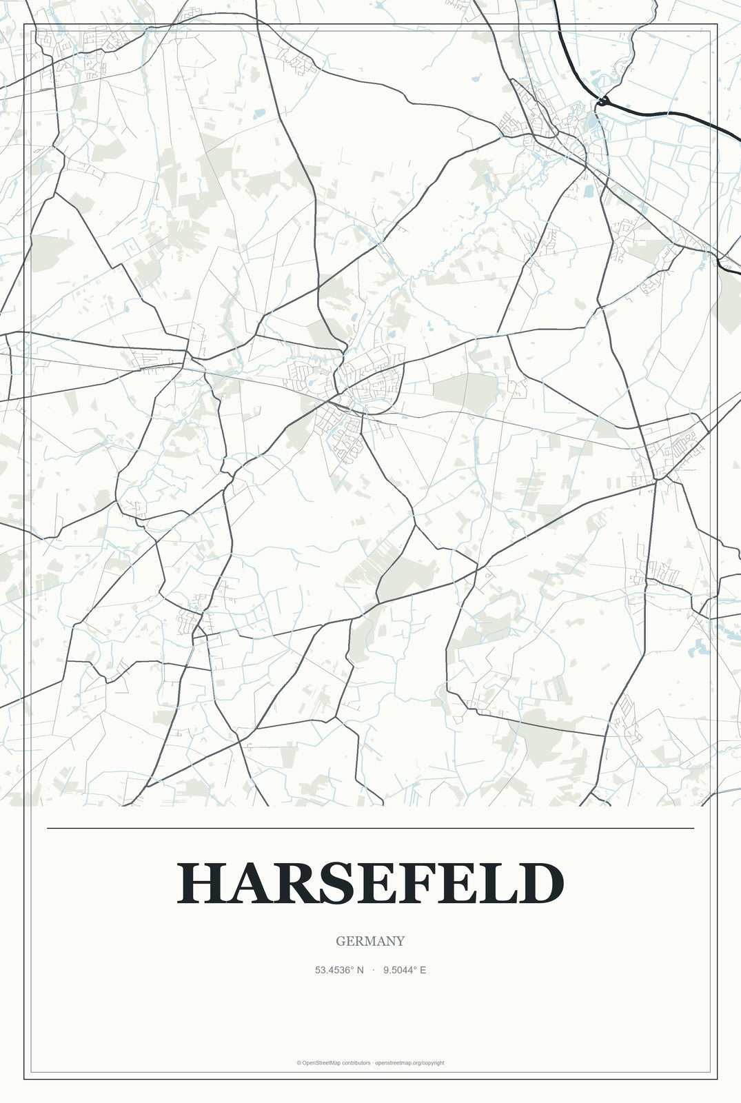 Harsefeld, Germany City Map Aluminum Sign in Gallery Air style