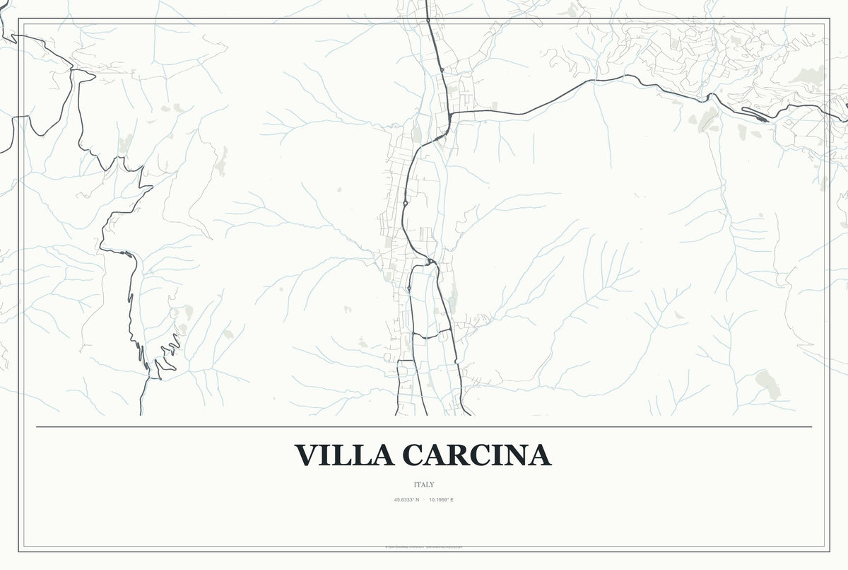 Villa Carcina, Italy City Map Aluminum Sign in Gallery Air style
