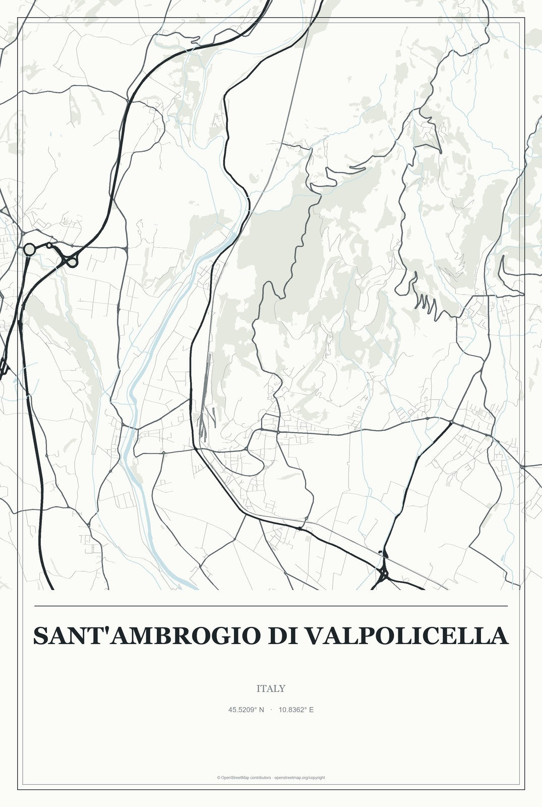 Sant'Ambrogio di Valpolicella, Italy City Map Aluminum Sign in Gallery Air style