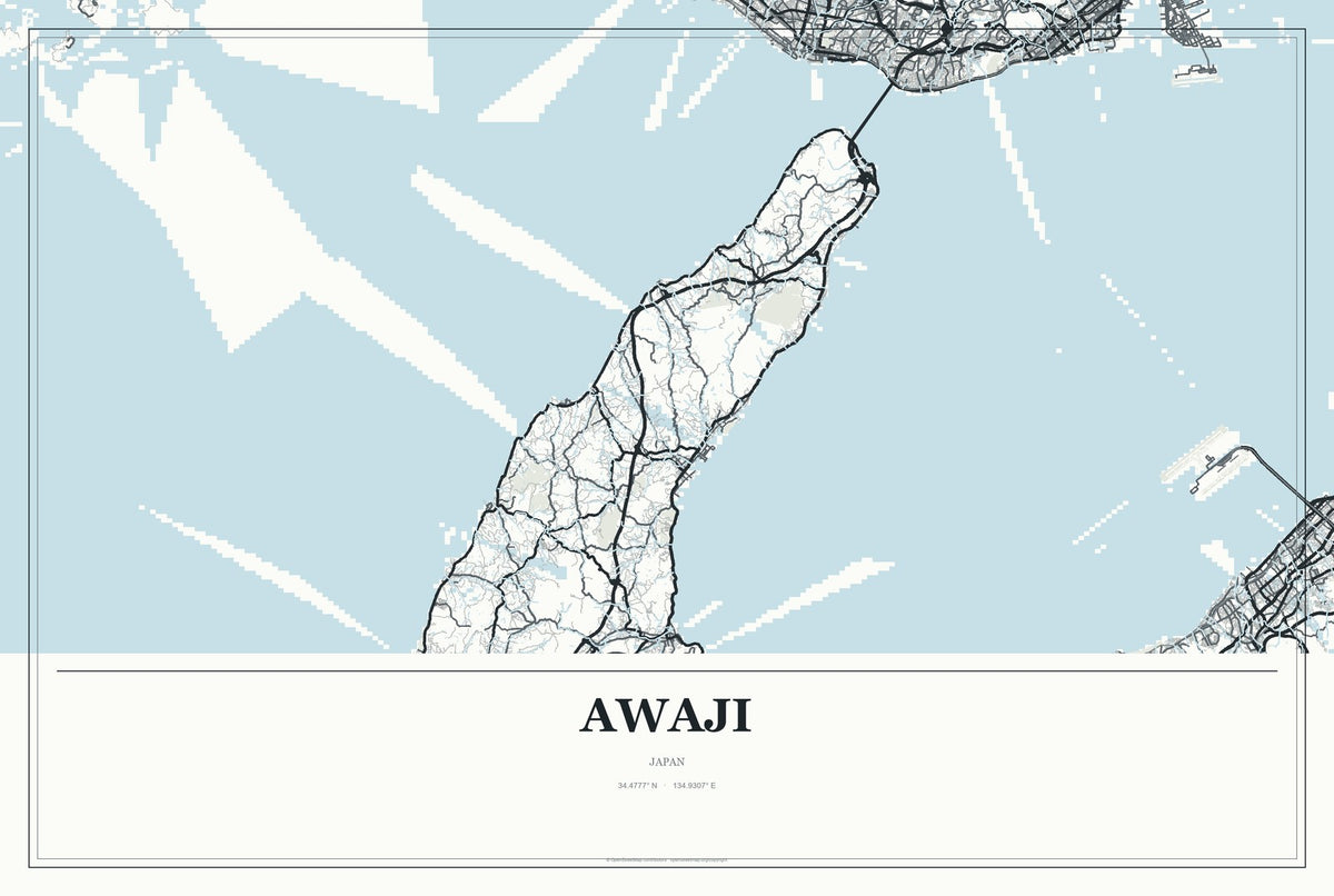 Awaji, Japan City Map Aluminum Sign in Gallery Air style
