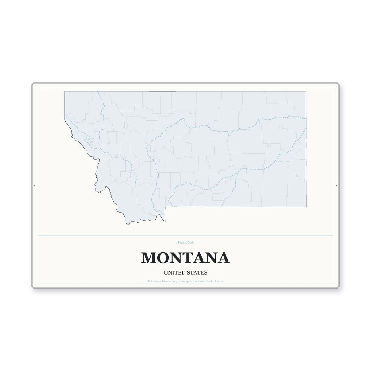 Montana state map aluminum sign in Gallery Air style