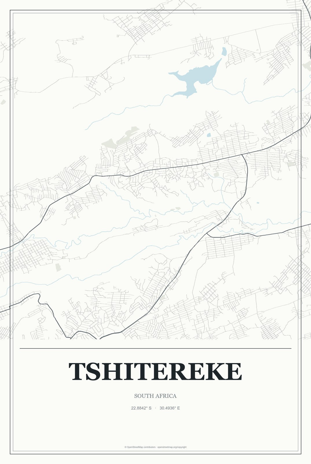 Tshitereke, South Africa City Map Aluminum Sign in Gallery Air style