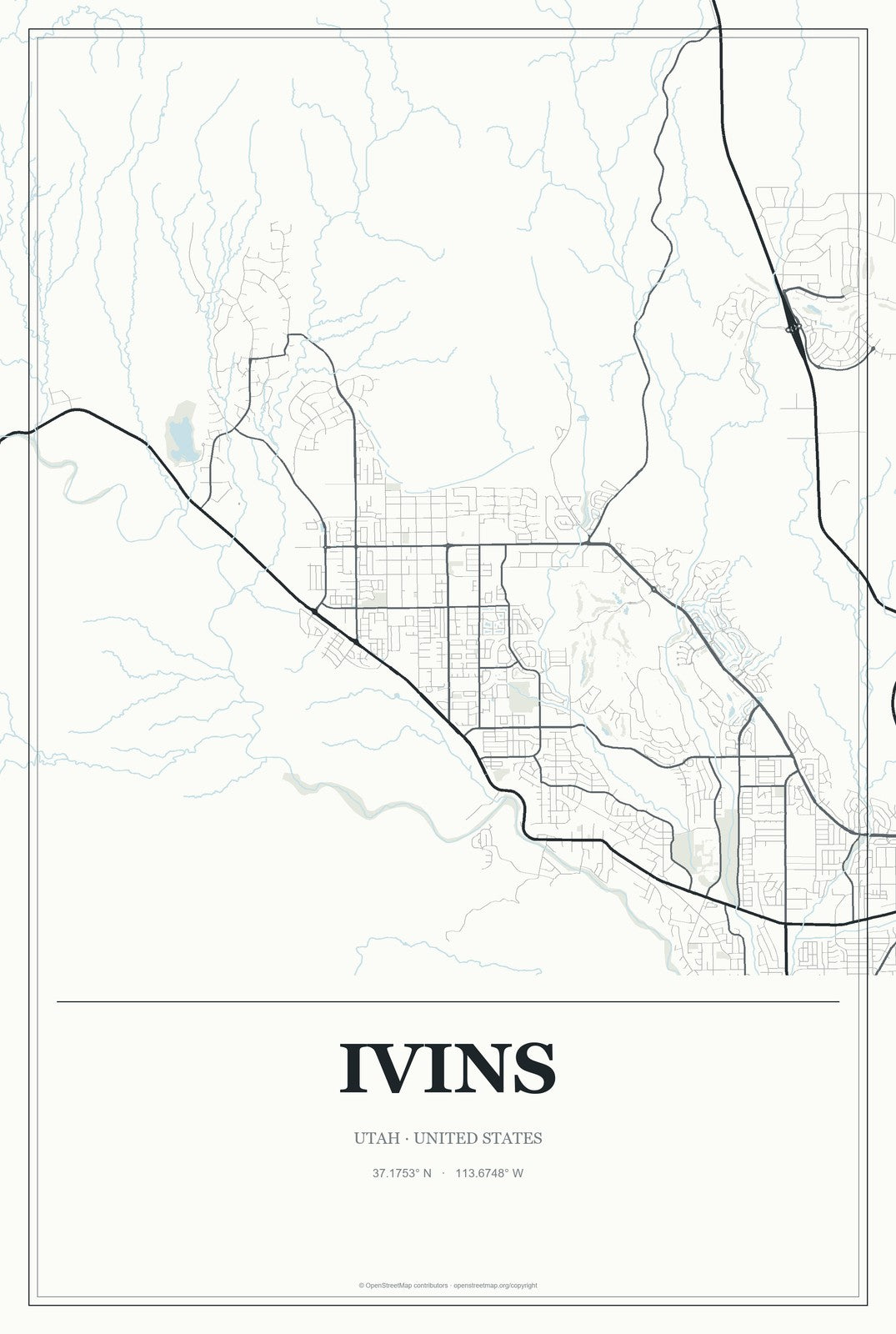 Ivins, Utah City Map Aluminum Sign in Gallery Air style