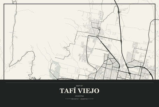 Tafí Viejo, Argentina City Map Aluminum Sign in Museum Plaque style