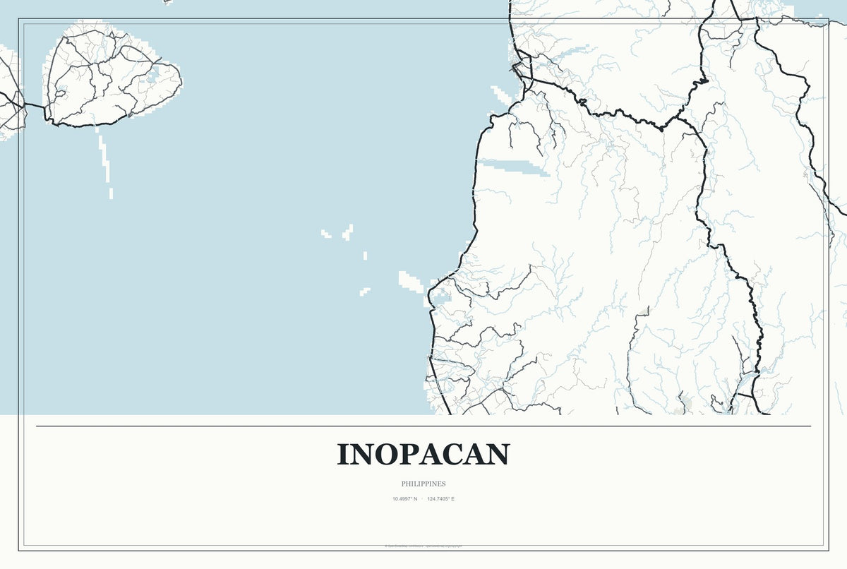 Inopacan, Philippines City Map Aluminum Sign in Gallery Air style