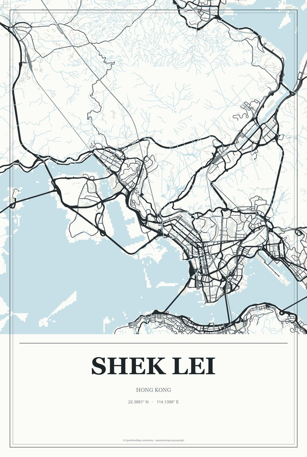 Shek Lei, Hong Kong City Map Aluminum Sign in Gallery Air style