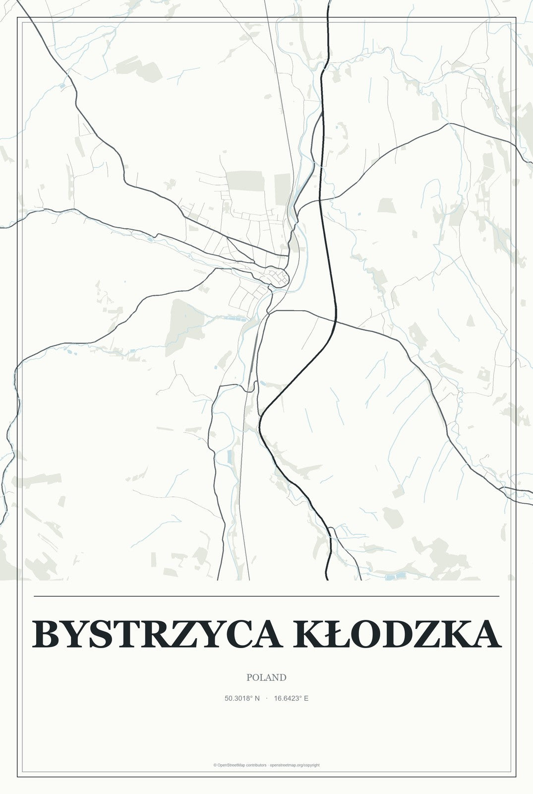 Bystrzyca Kłodzka, Poland City Map Aluminum Sign in Gallery Air style