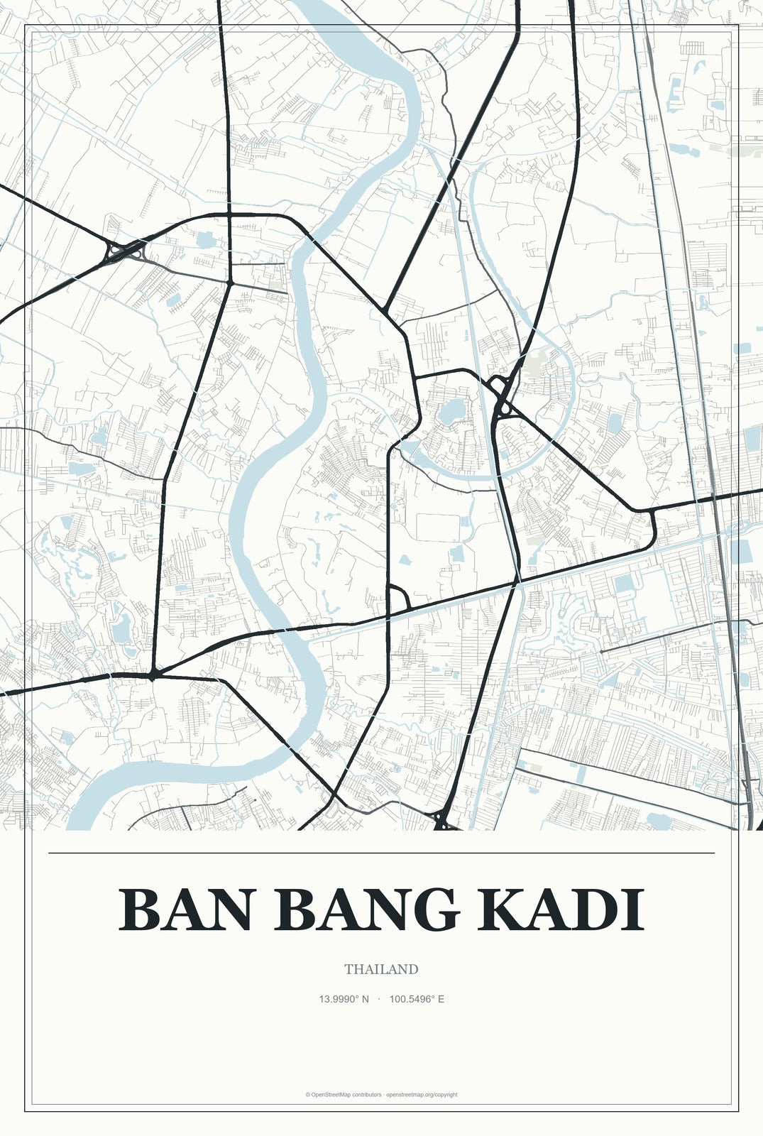 Ban Bang Kadi, Thailand City Map Aluminum Sign in Gallery Air style