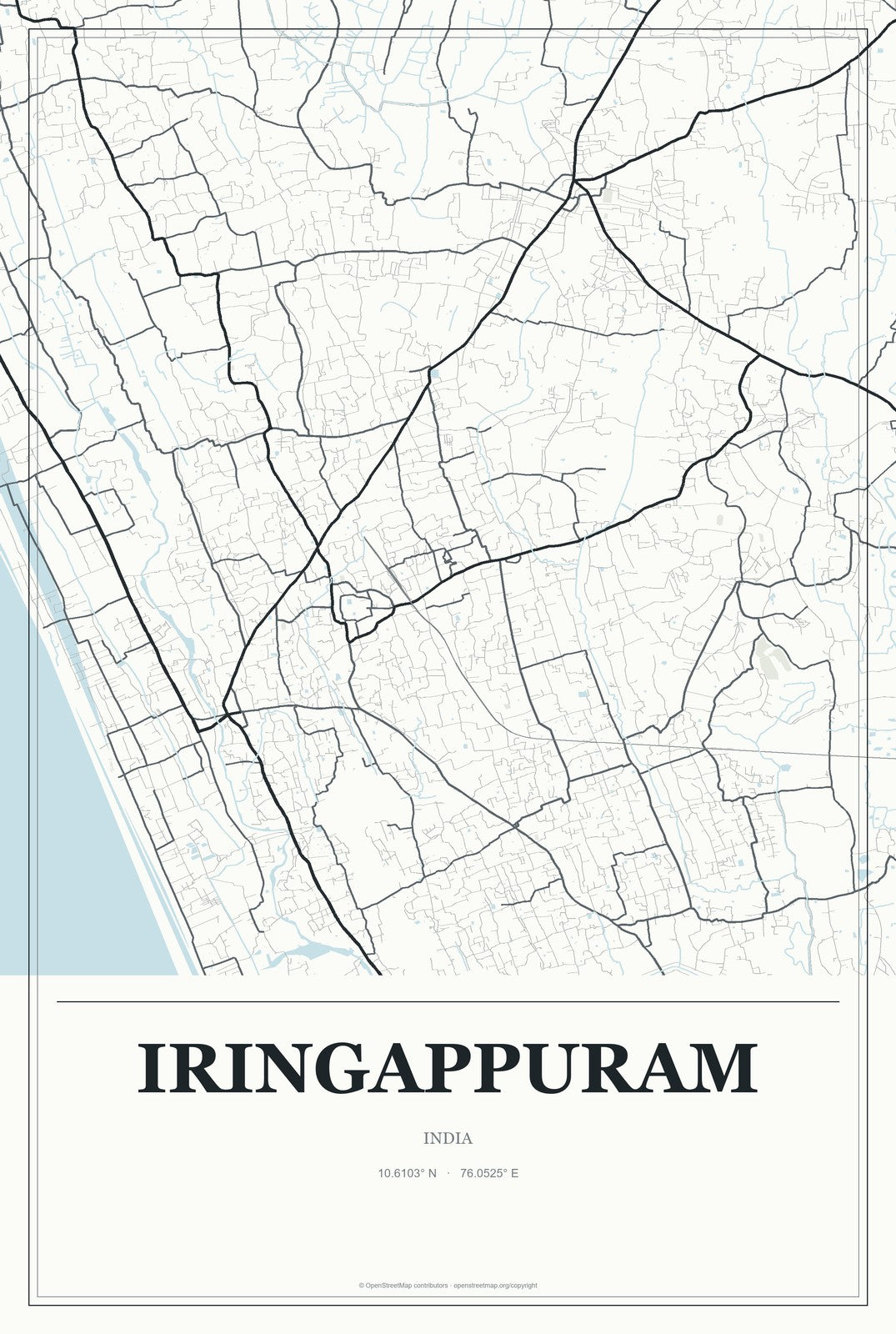 Iringappuram, India City Map Aluminum Sign in Gallery Air style