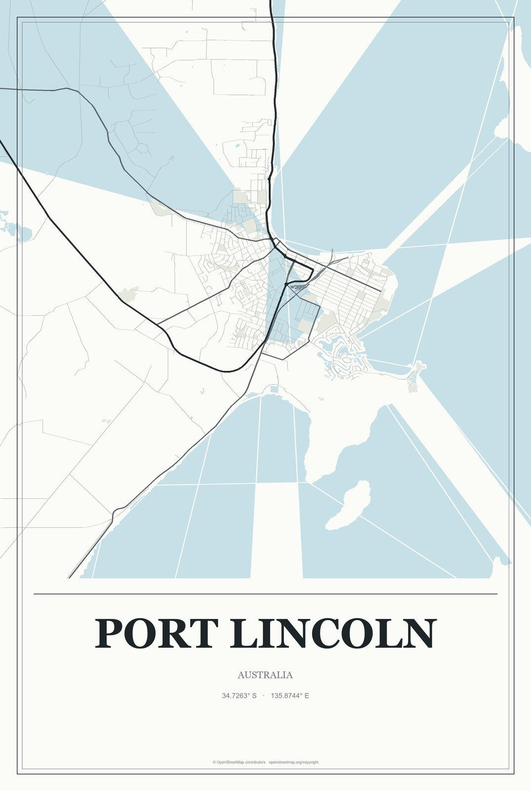 Port Lincoln, Australia City Map Aluminum Sign in Gallery Air style