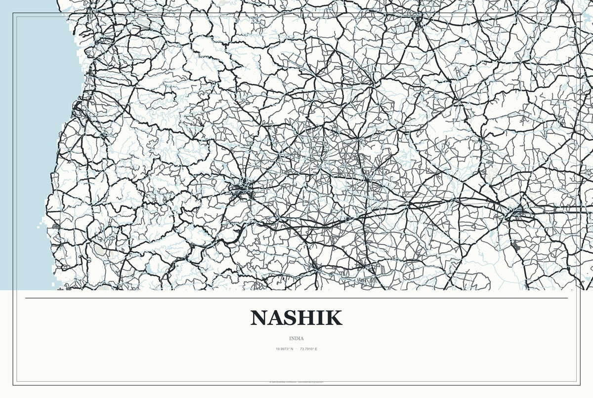 Nashik, India City Map Aluminum Sign in Gallery Air style
