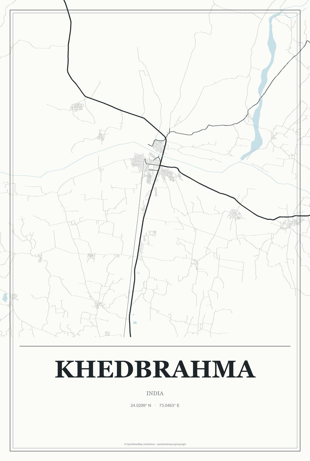 Khedbrahma, India City Map Aluminum Sign in Gallery Air style