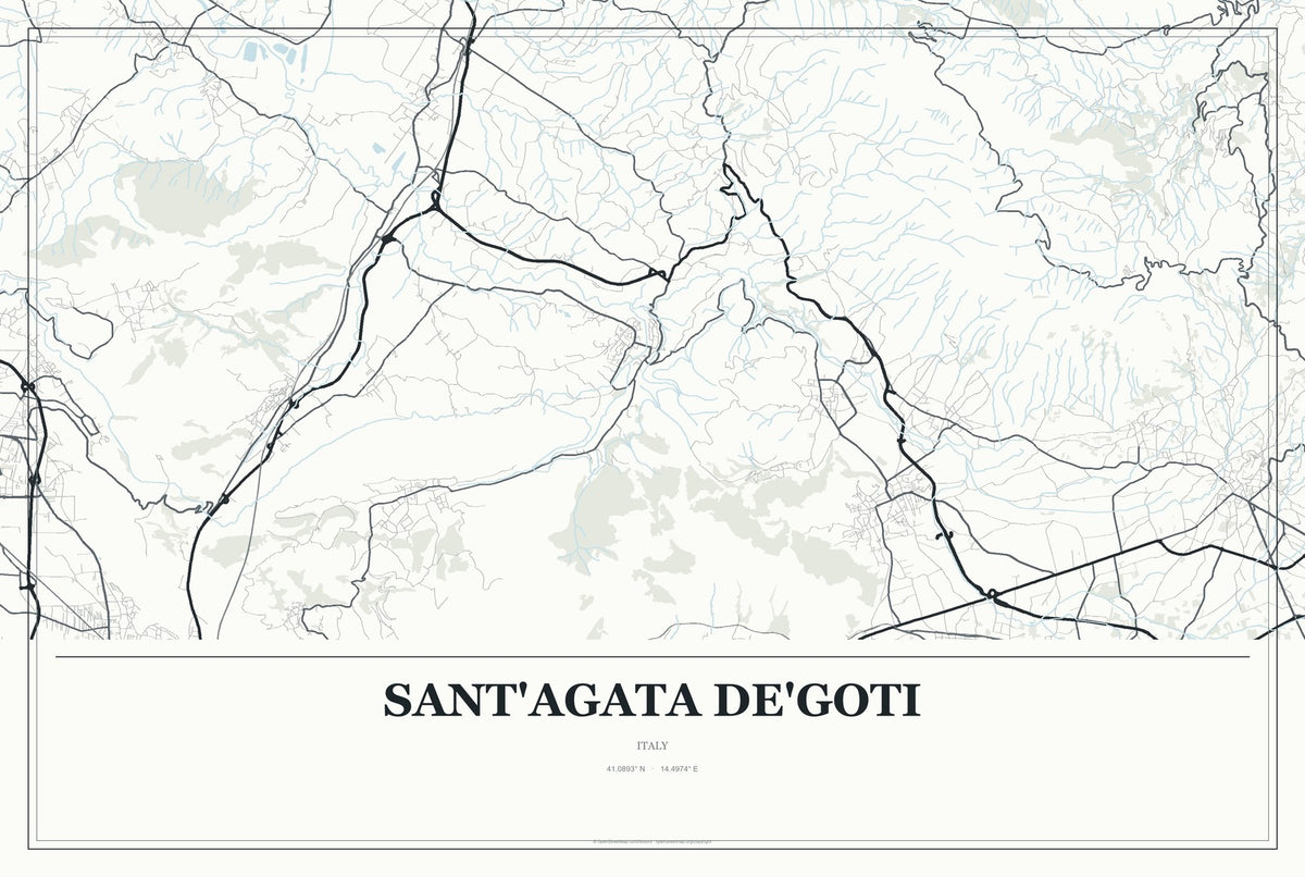 Sant'Agata de'Goti, Italy City Map Aluminum Sign in Gallery Air style
